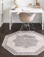 Ivory 7' x 7' Nyla Octagon Area Rug 100% Polypropylene Traditional Classic Carpet for Living Room, Kitchen, Bedroom, Dining, Office for Sale at Rug Engine
