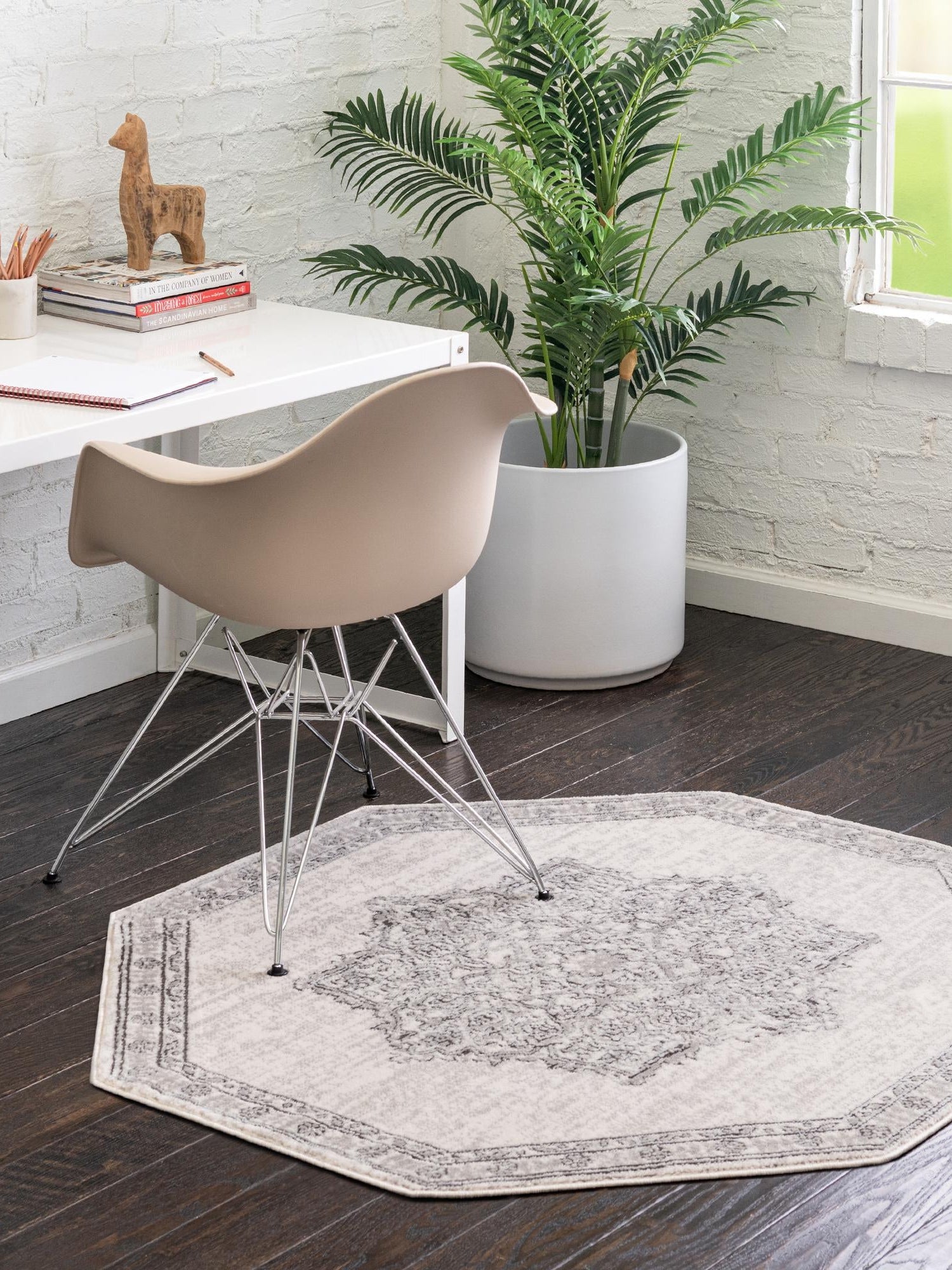 Ivory 7' x 7' Nyla Octagon Area Rug 100% Polypropylene Traditional Classic Carpet for Living Room, Kitchen, Bedroom, Dining, Office for Sale at Rug Engine