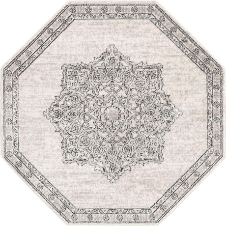 Ivory 4' x 4' Nyla Octagon Area Rug 100% Polypropylene Traditional Classic Carpet for Living Room, Kitchen, Bedroom, Dining, Office for Sale at Rug Engine