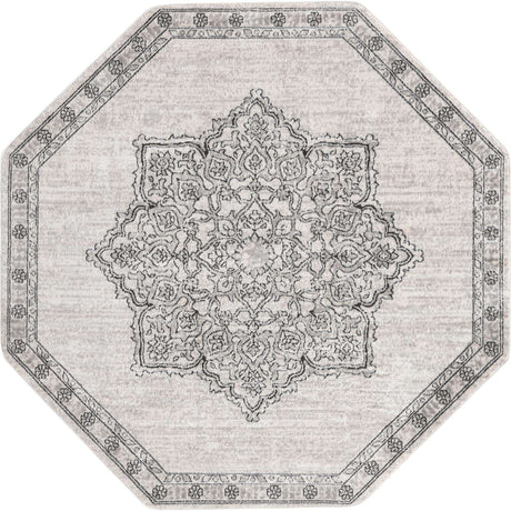 Ivory 7' x 7' Nyla Octagon Area Rug 100% Polypropylene Traditional Classic Carpet for Living Room, Kitchen, Bedroom, Dining, Office for Sale at Rug Engine