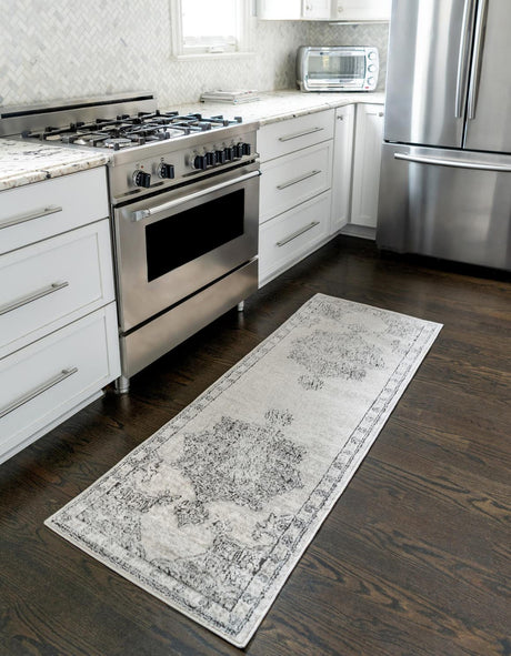 Ivory 2' x 6' Nyla Runner Area Rug 100% Polypropylene Traditional Classic Carpet for Living Room, Kitchen, Bedroom, Dining, Office for Sale at Rug Engine