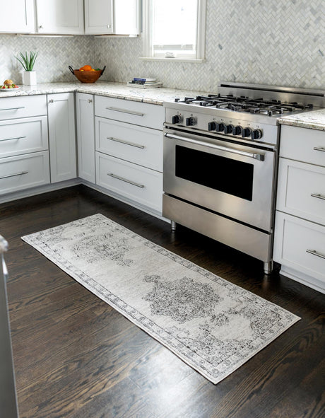 Ivory 2' x 6' Nyla Runner Area Rug 100% Polypropylene Traditional Classic Carpet for Living Room, Kitchen, Bedroom, Dining, Office for Sale at Rug Engine