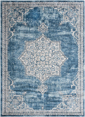 Blue 10' x 14' Nyla Rectangle Area Rug 100% Polypropylene Traditional Classic Carpet for Living Room, Kitchen, Bedroom, Dining, Office for Sale at Rug Engine
