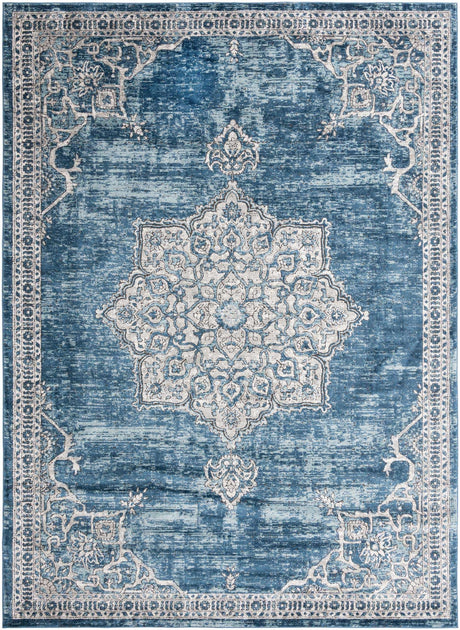 Blue 10' x 14' Nyla Rectangle Area Rug 100% Polypropylene Traditional Classic Carpet for Living Room, Kitchen, Bedroom, Dining, Office for Sale at Rug Engine