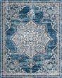 Blue 7' 10 x 10' Nyla Rectangle Area Rug 100% Polypropylene Traditional Classic Carpet for Living Room, Kitchen, Bedroom, Dining, Office for Sale at Rug Engine