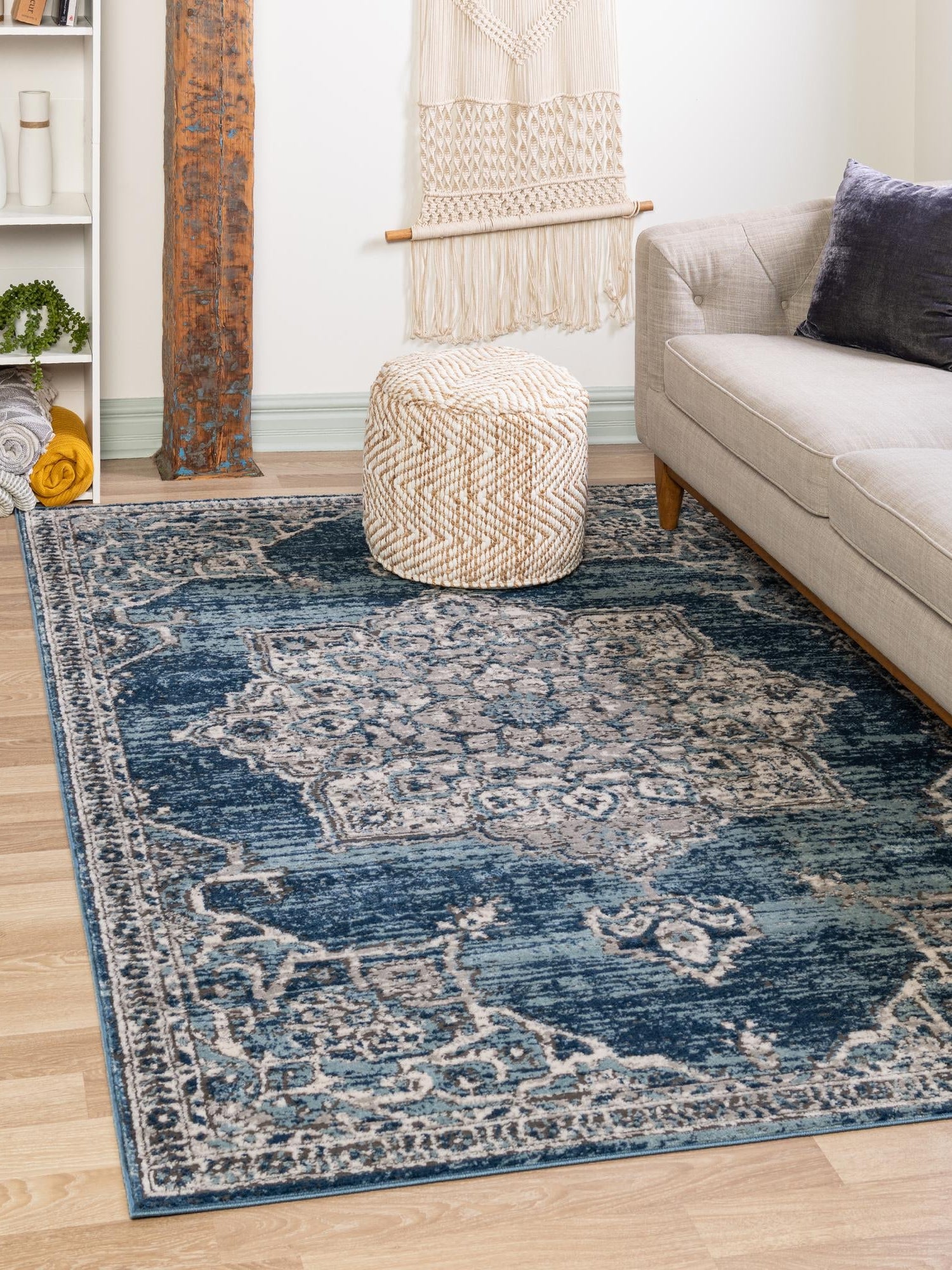 Blue 1' 4 x 1' 4 Nyla Sample Area Rug 100% Polypropylene Traditional Classic Carpet for Living Room, Kitchen, Bedroom, Dining, Office for Sale at Rug Engine