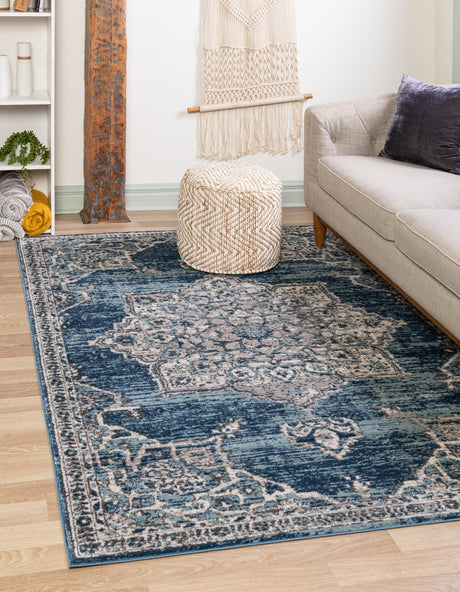 Blue 1' 4 x 1' 4 Nyla Sample Area Rug 100% Polypropylene Traditional Classic Carpet for Living Room, Kitchen, Bedroom, Dining, Office for Sale at Rug Engine