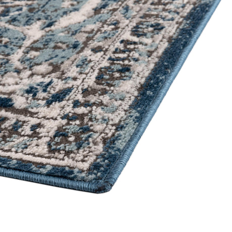Blue 6' x 9' Nyla Rectangle Area Rug 100% Polypropylene Traditional Classic Carpet for Living Room, Kitchen, Bedroom, Dining, Office for Sale at Rug Engine