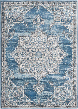 Blue 5' 3 x 8' Nyla Rectangle Area Rug 100% Polypropylene Traditional Classic Carpet for Living Room, Kitchen, Bedroom, Dining, Office for Sale at Rug Engine
