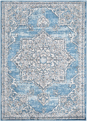 Blue 4' x 6' Nyla Rectangle Area Rug 100% Polypropylene Traditional Classic Carpet for Living Room, Kitchen, Bedroom, Dining, Office for Sale at Rug Engine