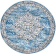 Blue 3' 3 x 3' 3 Nyla Round Area Rug 100% Polypropylene Traditional Classic Carpet for Living Room, Kitchen, Bedroom, Dining, Office for Sale at Rug Engine