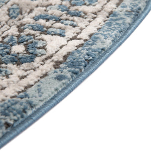 Blue 12' x 12' Nyla Round Area Rug 100% Polypropylene Traditional Classic Carpet for Living Room, Kitchen, Bedroom, Dining, Office for Sale at Rug Engine