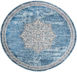 Blue 12' x 12' Nyla Round Area Rug 100% Polypropylene Traditional Classic Carpet for Living Room, Kitchen, Bedroom, Dining, Office for Sale at Rug Engine