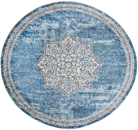 Blue 12' x 12' Nyla Round Area Rug 100% Polypropylene Traditional Classic Carpet for Living Room, Kitchen, Bedroom, Dining, Office for Sale at Rug Engine