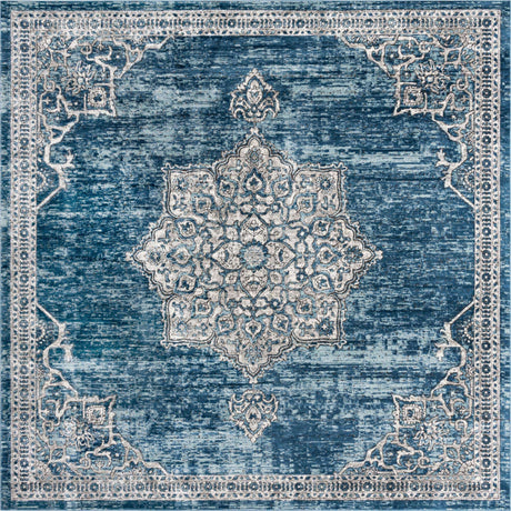 Blue 11' 10 x 11' 10 Nyla Square Area Rug 100% Polypropylene Traditional Classic Carpet for Living Room, Kitchen, Bedroom, Dining, Office for Sale at Rug Engine