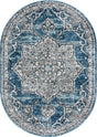 Blue 4' x 6' Nyla Oval Area Rug 100% Polypropylene Traditional Classic Carpet for Living Room, Kitchen, Bedroom, Dining, Office for Sale at Rug Engine