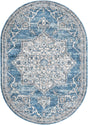 Blue 5' 3 x 8' Nyla Oval Area Rug 100% Polypropylene Traditional Classic Carpet for Living Room, Kitchen, Bedroom, Dining, Office for Sale at Rug Engine