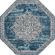 Blue 4' x 4' Nyla Octagon Area Rug 100% Polypropylene Traditional Classic Carpet for Living Room, Kitchen, Bedroom, Dining, Office for Sale at Rug Engine