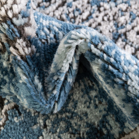 Blue 2' x 6' Nyla Runner Area Rug 100% Polypropylene Traditional Classic Carpet for Living Room, Kitchen, Bedroom, Dining, Office for Sale at Rug Engine