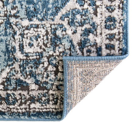 Blue 2' 7 x 12' Nyla Runner Area Rug 100% Polypropylene Traditional Classic Carpet for Living Room, Kitchen, Bedroom, Dining, Office for Sale at Rug Engine