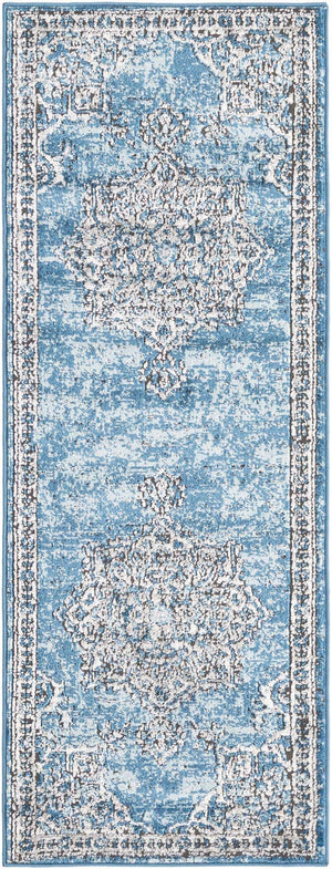 Blue 2' x 6' Nyla Runner Area Rug 100% Polypropylene Traditional Classic Carpet for Living Room, Kitchen, Bedroom, Dining, Office for Sale at Rug Engine