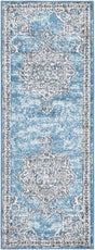 Blue 2' x 6' Nyla Runner Area Rug 100% Polypropylene Traditional Classic Carpet for Living Room, Kitchen, Bedroom, Dining, Office for Sale at Rug Engine