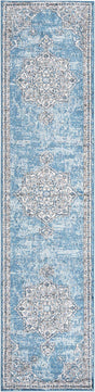 Blue 2' 7 x 12' Nyla Runner Area Rug 100% Polypropylene Traditional Classic Carpet for Living Room, Kitchen, Bedroom, Dining, Office for Sale at Rug Engine