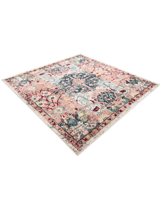 Pink 8' x 8' Sumter Square Area Rug Contemporary Durable Easy Clean Carpet for Bedrooms, Living Areas, Dining, Office, Dorms for Sale at Rug Engine