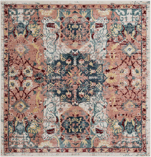 Pink 8' x 8' Sumter Square Area Rug Contemporary Durable Easy Clean Carpet for Bedrooms, Living Areas, Dining, Office, Dorms for Sale at Rug Engine