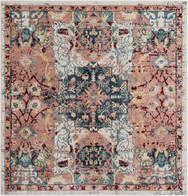 Pink 8' x 8' Sumter Square Area Rug Contemporary Durable Easy Clean Carpet for Bedrooms, Living Areas, Dining, Office, Dorms for Sale at Rug Engine