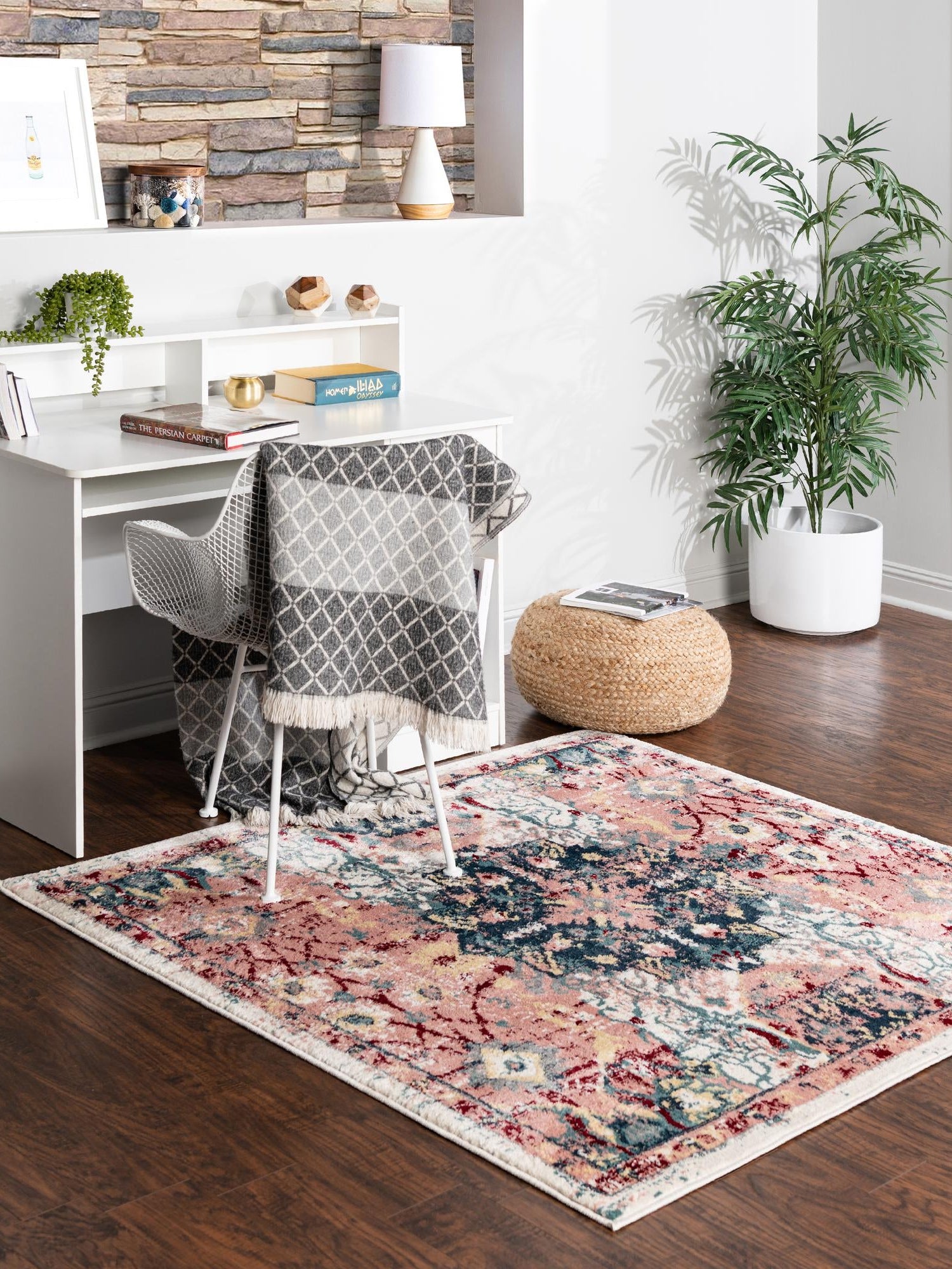 Pink 3' 3 x 3' 3 Sumter Square Area Rug Contemporary Durable Easy Clean Carpet for Bedrooms, Living Areas, Dining, Office, Dorms for Sale at Rug Engine