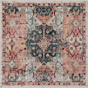 Pink 5' 1 x 5' 1 Sumter Square Area Rug Contemporary Durable Easy Clean Carpet for Bedrooms, Living Areas, Dining, Office, Dorms for Sale at Rug Engine
