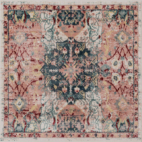 Pink 5' 1 x 5' 1 Sumter Square Area Rug Contemporary Durable Easy Clean Carpet for Bedrooms, Living Areas, Dining, Office, Dorms for Sale at Rug Engine