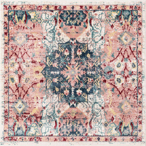 Pink 3' 3 x 3' 3 Sumter Square Area Rug Contemporary Durable Easy Clean Carpet for Bedrooms, Living Areas, Dining, Office, Dorms for Sale at Rug Engine