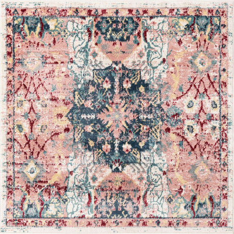 Pink 3' 3 x 3' 3 Sumter Square Area Rug Contemporary Durable Easy Clean Carpet for Bedrooms, Living Areas, Dining, Office, Dorms for Sale at Rug Engine