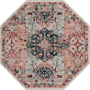 Pink 8' x 8' Sumter Octagon Area Rug Contemporary Durable Easy Clean Carpet for Bedrooms, Living Areas, Dining, Office, Dorms for Sale at Rug Engine