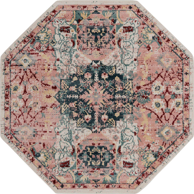 Pink 8' x 8' Sumter Octagon Area Rug Contemporary Durable Easy Clean Carpet for Bedrooms, Living Areas, Dining, Office, Dorms for Sale at Rug Engine