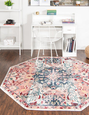Pink 6' 1 x 6' 1 Sumter Octagon Area Rug Contemporary Durable Easy Clean Carpet for Bedrooms, Living Areas, Dining, Office, Dorms for Sale at Rug Engine