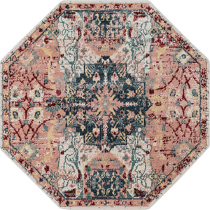 Pink 6' 1 x 6' 1 Sumter Octagon Area Rug Contemporary Durable Easy Clean Carpet for Bedrooms, Living Areas, Dining, Office, Dorms for Sale at Rug Engine
