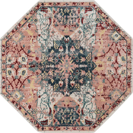Pink 6' 1 x 6' 1 Sumter Octagon Area Rug Contemporary Durable Easy Clean Carpet for Bedrooms, Living Areas, Dining, Office, Dorms for Sale at Rug Engine