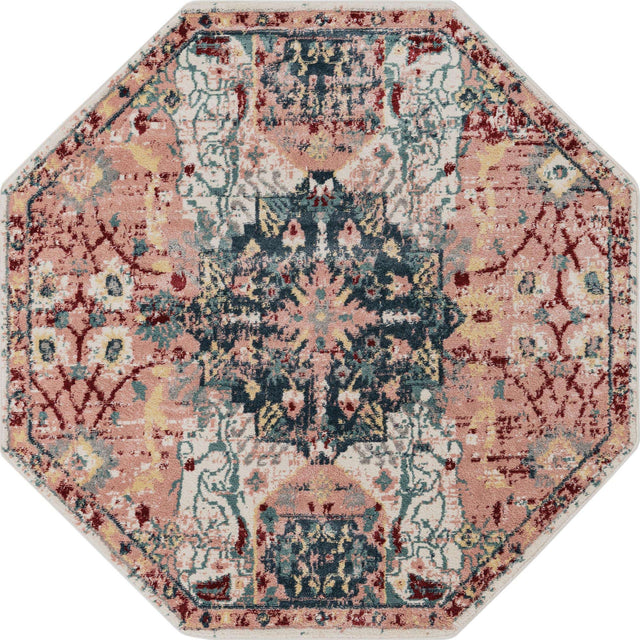 Pink 6' 1 x 6' 1 Sumter Octagon Area Rug Contemporary Durable Easy Clean Carpet for Bedrooms, Living Areas, Dining, Office, Dorms for Sale at Rug Engine