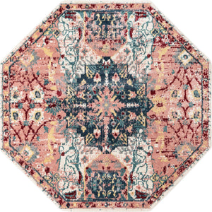 Pink 4' 1 x 4' 1 Sumter Octagon Area Rug Contemporary Durable Easy Clean Carpet for Bedrooms, Living Areas, Dining, Office, Dorms for Sale at Rug Engine