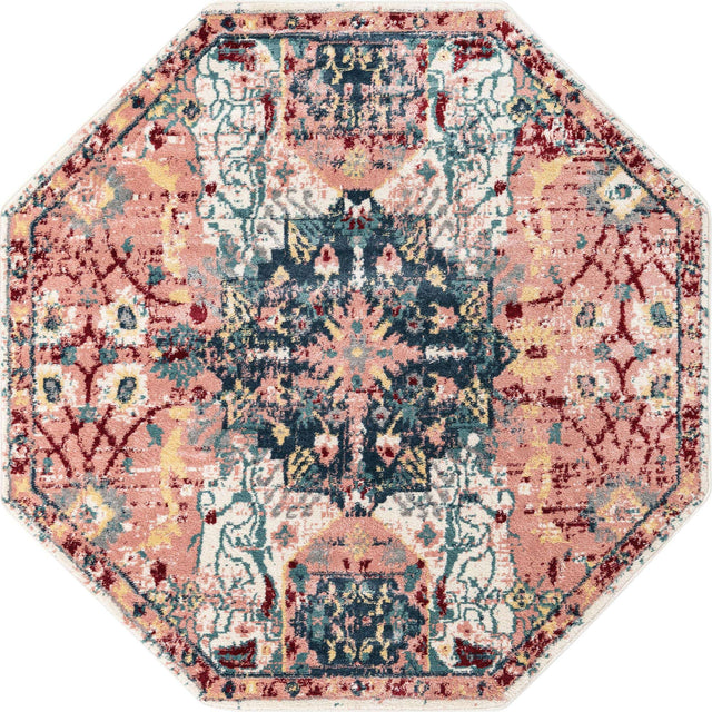 Pink 4' 1 x 4' 1 Sumter Octagon Area Rug Contemporary Durable Easy Clean Carpet for Bedrooms, Living Areas, Dining, Office, Dorms for Sale at Rug Engine