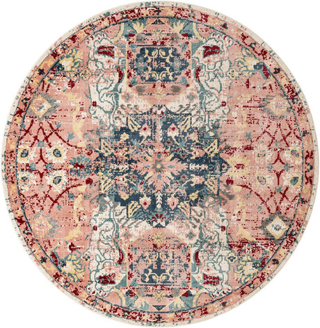 Pink 12' 4 x 12' 4 Sumter Round Area Rug Contemporary Durable Easy Clean Carpet for Bedrooms, Living Areas, Dining, Office, Dorms for Sale at Rug Engine