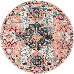 Pink 10' 2 x 10' 2 Sumter Round Area Rug Contemporary Durable Easy Clean Carpet for Bedrooms, Living Areas, Dining, Office, Dorms for Sale at Rug Engine