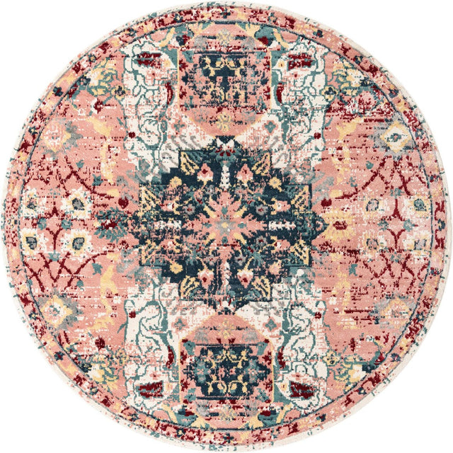 Pink 10' 2 x 10' 2 Sumter Round Area Rug Contemporary Durable Easy Clean Carpet for Bedrooms, Living Areas, Dining, Office, Dorms for Sale at Rug Engine