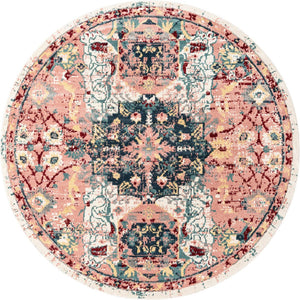 Pink 8' x 8' Sumter Round Area Rug Contemporary Durable Easy Clean Carpet for Bedrooms, Living Areas, Dining, Office, Dorms for Sale at Rug Engine