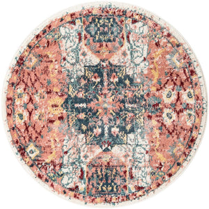 Pink 4' 1 x 4' 1 Sumter Round Area Rug Contemporary Durable Easy Clean Carpet for Bedrooms, Living Areas, Dining, Office, Dorms for Sale at Rug Engine