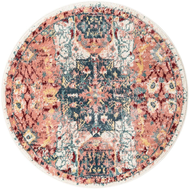 Pink 4' 1 x 4' 1 Sumter Round Area Rug Contemporary Durable Easy Clean Carpet for Bedrooms, Living Areas, Dining, Office, Dorms for Sale at Rug Engine