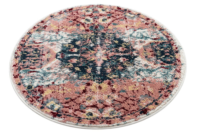 Pink 3' 3 x 3' 3 Sumter Round Area Rug Contemporary Durable Easy Clean Carpet for Bedrooms, Living Areas, Dining, Office, Dorms for Sale at Rug Engine
